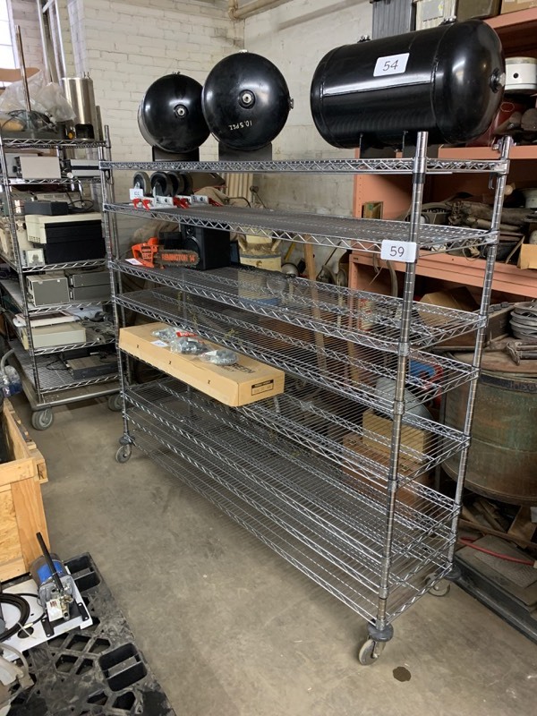 lot 59 image: Wire rack on wheels