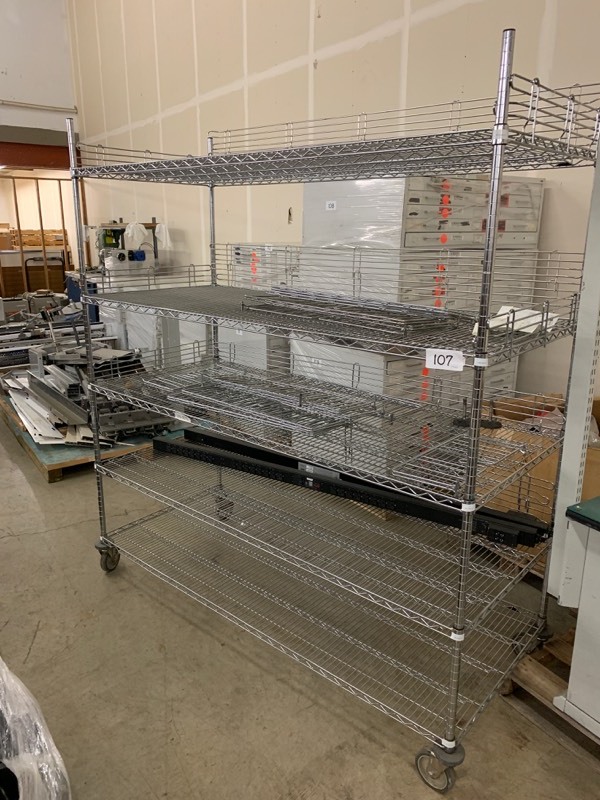 lot 107 image: Wire rack on wheels
