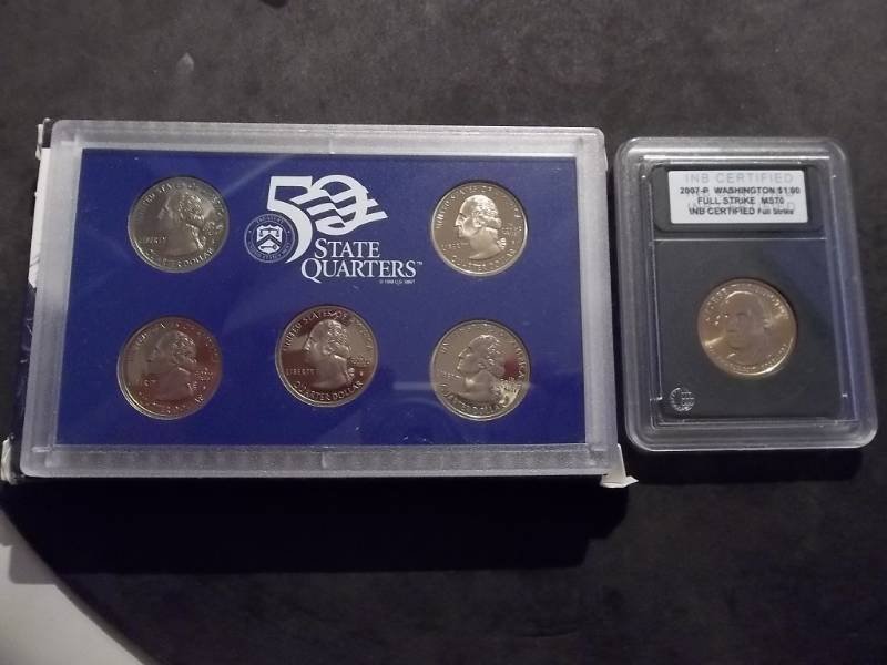 2007-P Washington  INB Certified MS70 Presidential Dollar & 1999 State Quarter Proof Set