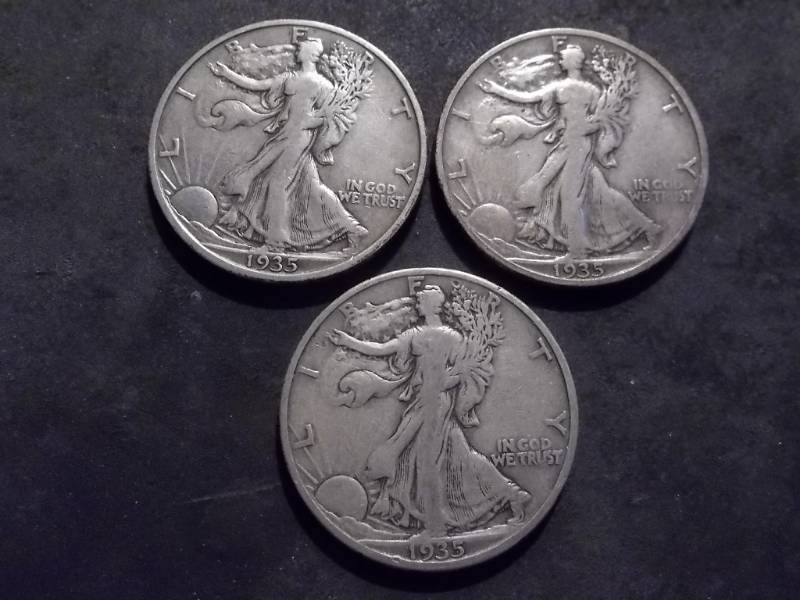 1935, 1935 S, 1935 D Walker Half Dollars