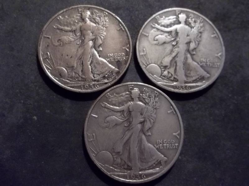 1936, 1936 D, 1936 S  Walker Half Dollars