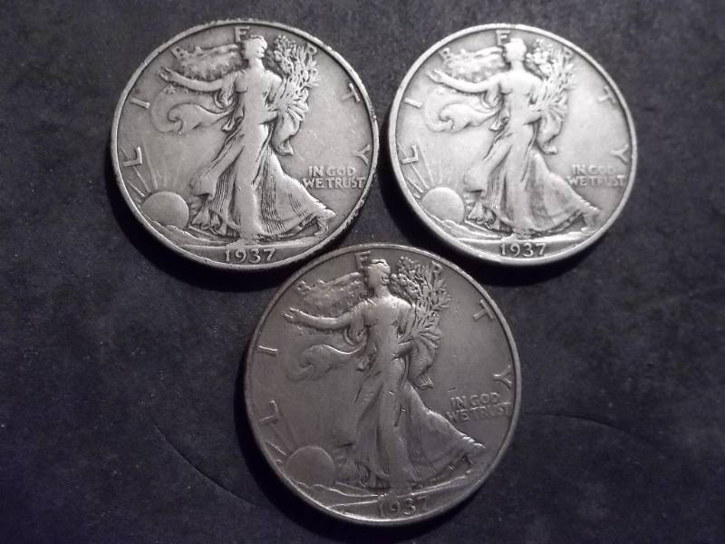 1937 P, D, S Walker Half Dollars