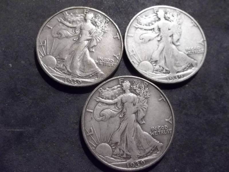 1939 P, D, S Walker Half Dollars