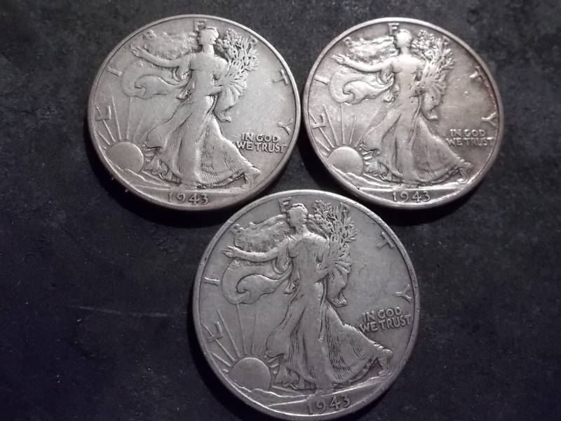 1943 P, D, S Walker Half Dollars