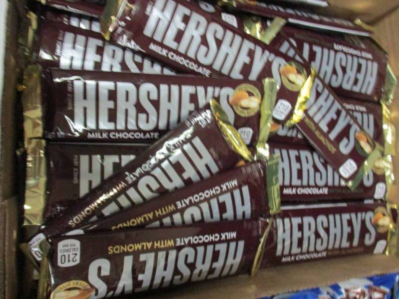 lot 131 image: 46 herseys Milk Chocolate with Almonds Candy Bars