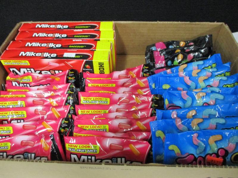 lot 110 image: 33 Assorted Mike and Ikes and Trolls 3 Big Jumbo Movie Theatre Boxes