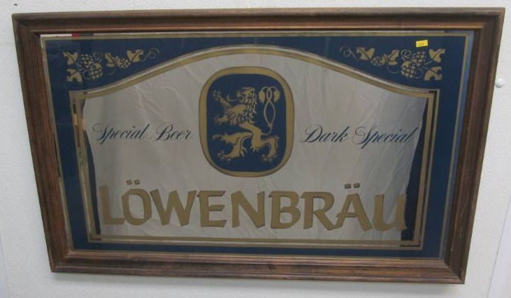 lot 129 image: Vintage Lowenbrau beer mirror
