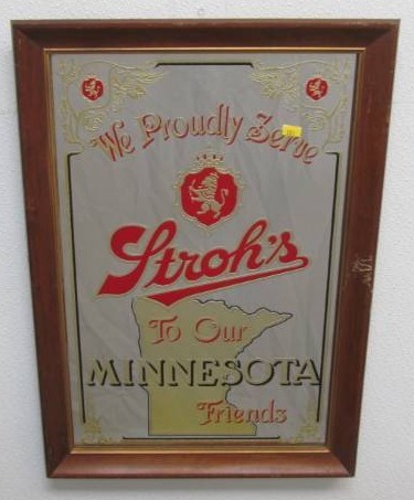 lot 151 image: vintage Strohs Minnesota Friends Mirror