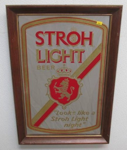 lot 152 image: vintage Strohs Light Beer mirror