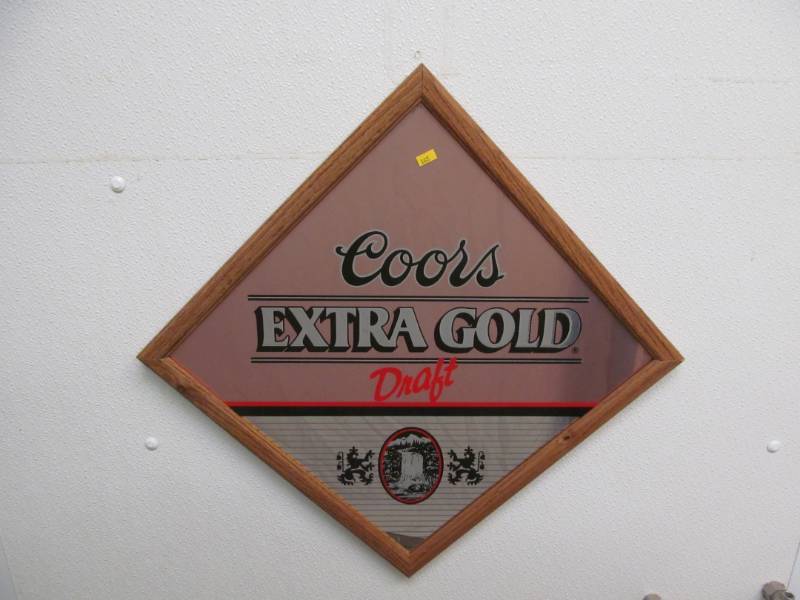 lot 165 image: vintage Coors extra gold draft beer mirror