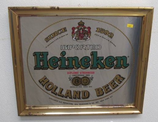lot 167 image: vintage Heineken beer mirror
