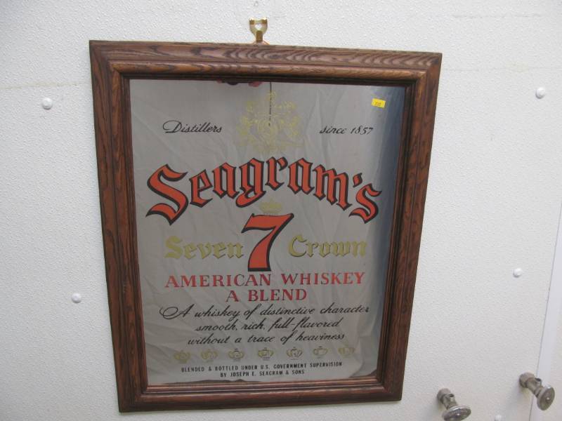 lot 172 image: vintage Seagrams Steven Crown Whiskey mirror