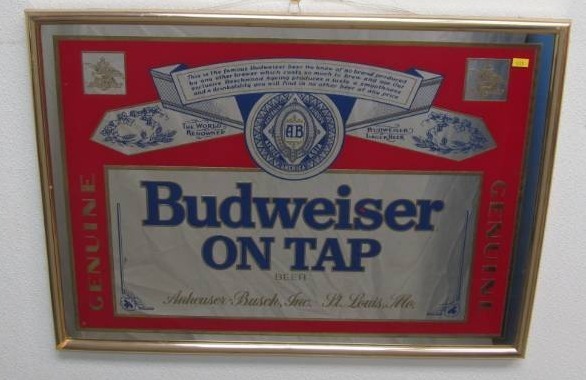 lot 177 image: vintage Budweiser on tap mirror