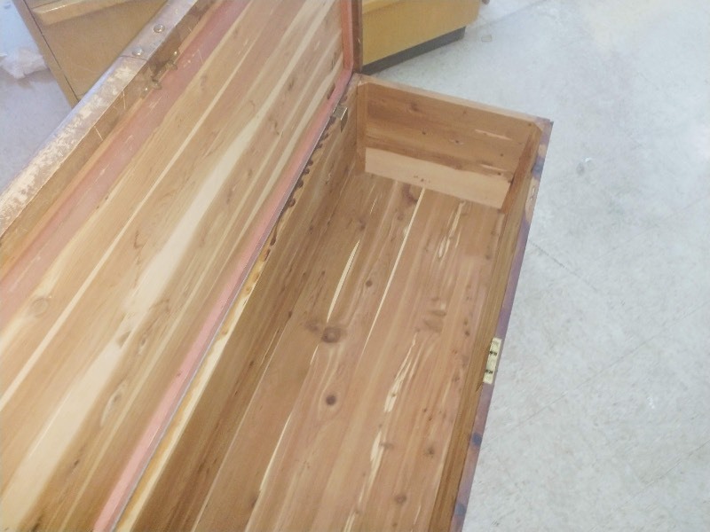 lot 67 image: Antique Cedar Wood Chest on Casters