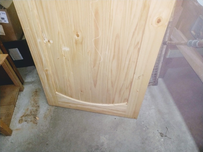 lot 76 image: Rustic Two Panel Plank Wood Door