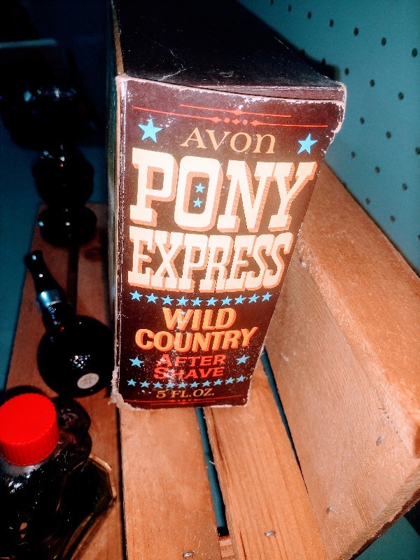 lot 97 image: Vintage Avon The Rook Aftershave Bottle  - Avon Pipe Aftershave Bottle  Avon Knight Aftershave Bottle - Avon Pony Express Wild Country Original Box