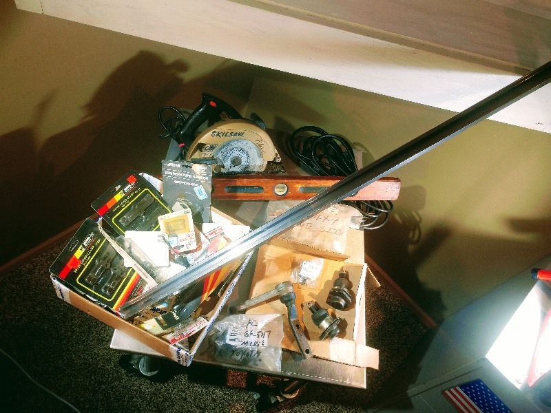 lot 125 image: Skilsaw 5250 Classic 7-14 Circle Saw - Vintage Wood Frame Level - GE HDMI Cable w Ethernet - Toyota Car Part - GM Car Parts - El Camino Car Parts - Other