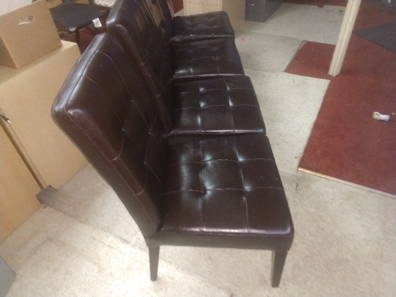 lot 133 image: Tufted Dark Brown Leather Dining Room Chair Set