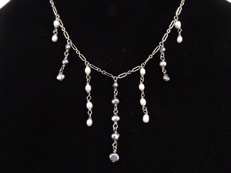 lot 67 image: .925 Sterling Silver Fresh Water Seed Pearl Necklace