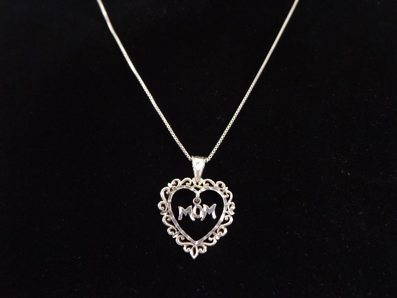 lot 69 image: .925 Sterling Silver Mothers Heart Necklace Pendant