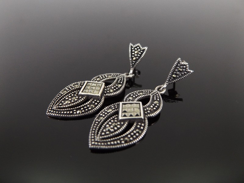 lot 95 image: .925 Sterling Silver Art Nouveau Infinity Earrings