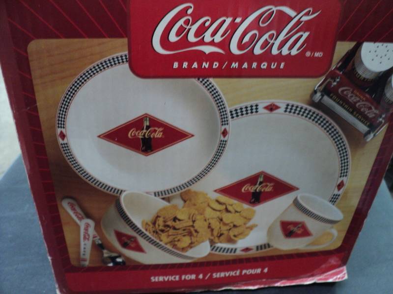 lot 102 image: 16 Piece Gibson Coca Cola Dish Set...