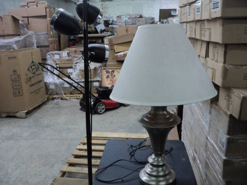 lot 173 image: 3 Light Floor Lamp and lamp...