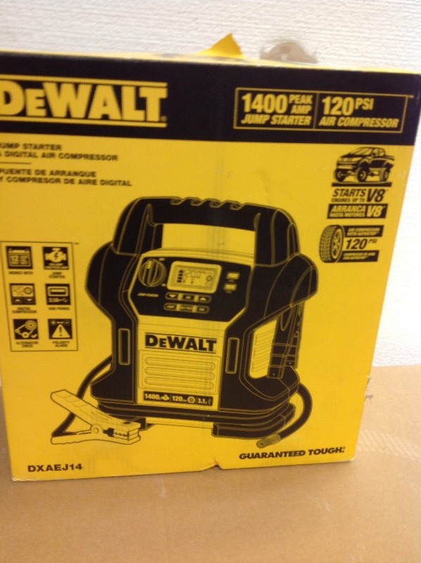 lot 106 image: DEWALT 1400 Peak Amp Jump Starter with Digital Compressor in working conditions