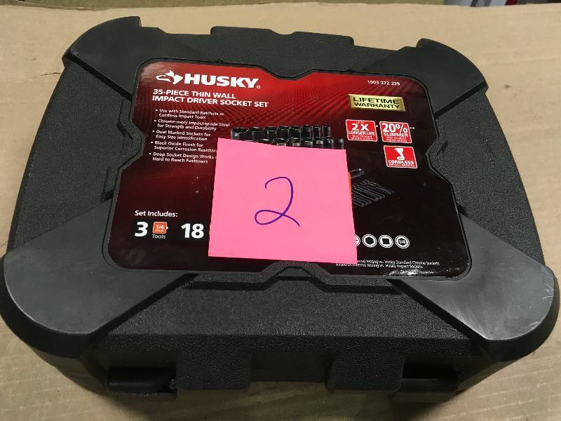 lot 2 image: Husky 35-Piece Thin Wall Impact Driver Socket Set MISSING ONE PC