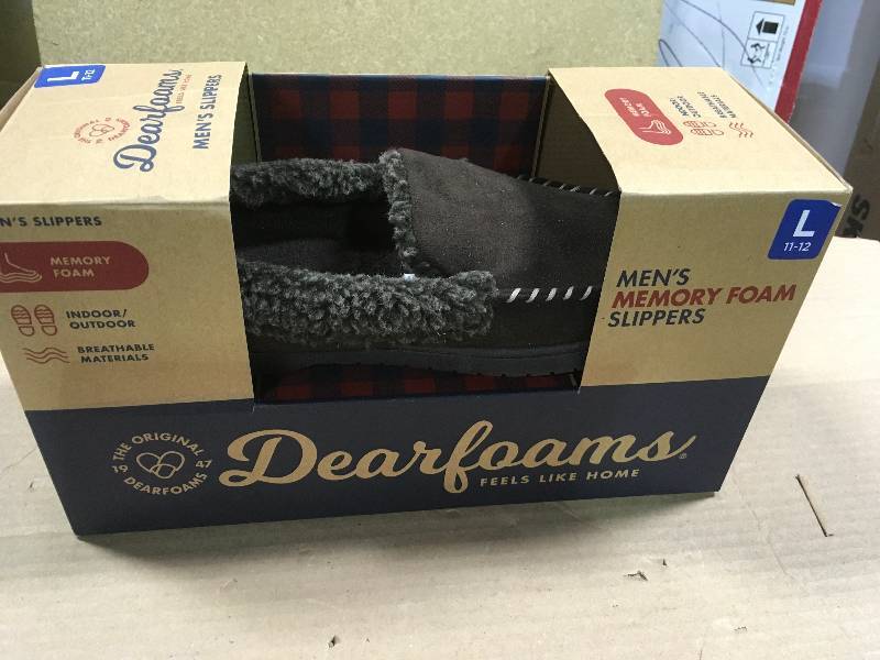 lot 10 image: Dearfoams Mens COFFEE Memory Foam Slippers 11-12 not used