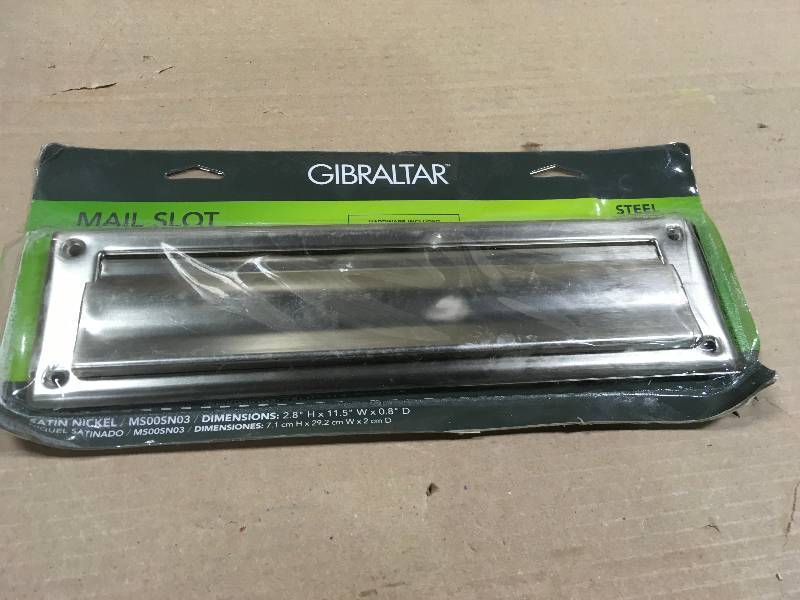 lot 19 image: Gibraltar Mailboxes Steel Satin Nickel Mail Slot in like new condition