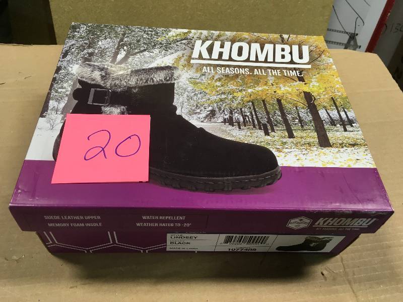 lot 20 image: KHOMBU Womens All-Weather Lindsey Suede Boots Size 7 Black Memory Foam Insole not used