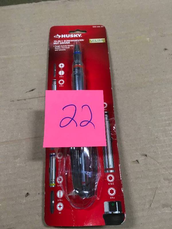 lot 22 image: Husky 15-in-1 ScrewdriverNut Driver in like new condition