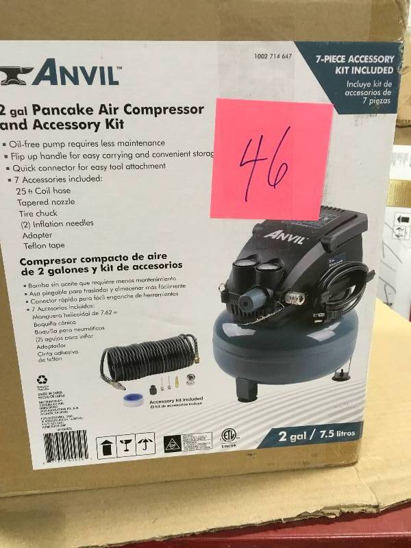 lot 46 image: ANVIL 2G Pancake Air Compressor in like new condition
