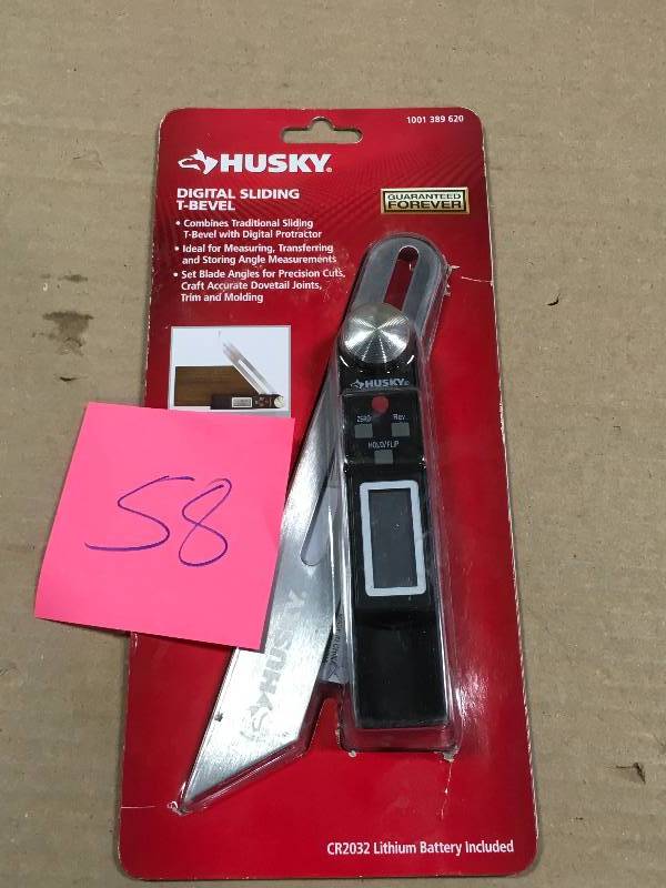 lot 58 image: Husky Digital Sliding T-BevelAngle Finder in like new condition