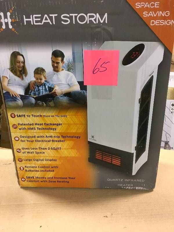 lot 65 image: Heat Storm HS-1000-WX Deluxe Wall Heater, White in like new condition