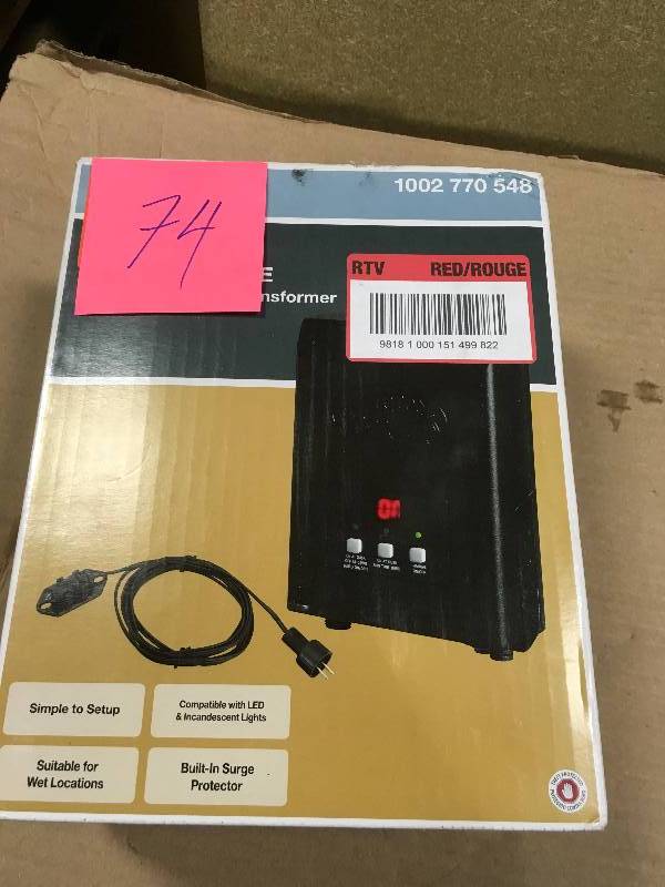 lot 74 image: Hampton Bay Low-Voltage 60-Watt Landscape Transformer in like new condition