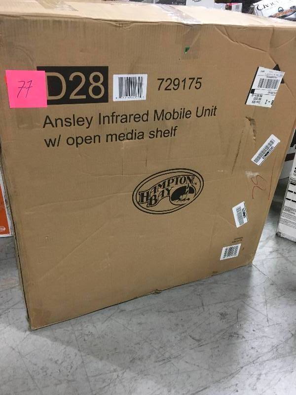 lot 77 image: Hampton Bay Ansley 31 in. Mobile Media Console Infrared Electric Fireplace TV Stand in Cherry