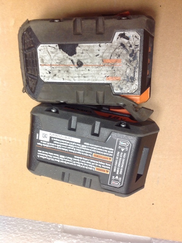 lot 106 image: Ridgid 18-Volt 2 Amp Hour Hyper Lithium-Ion Battery set of 2 in working conditions
