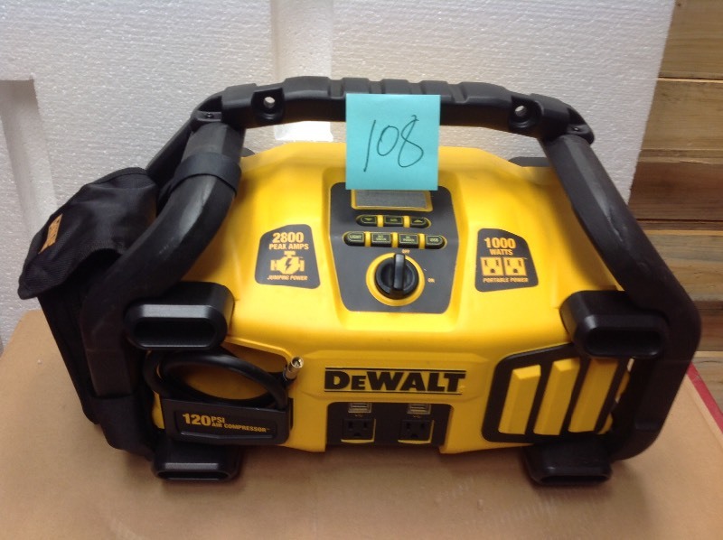 lot 108 image: DEWALT  2800 Peak Amp Jump Starter 1000-Watt Power Inverter with Digital Compressor in working conditions