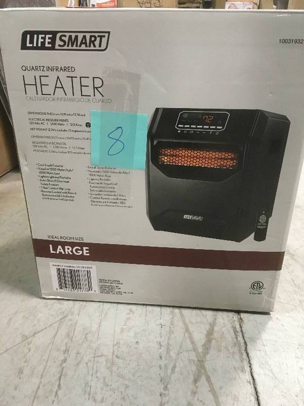 lot 8 image: Smart for Life HT1013US Life smart Infrared 6 Element Large Room Heater NO CONTROL in like new condition