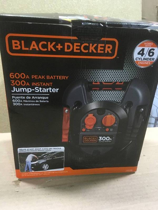lot 10 image: BLACKDECKER 300 Amp Portable Jump Starter in like new condition