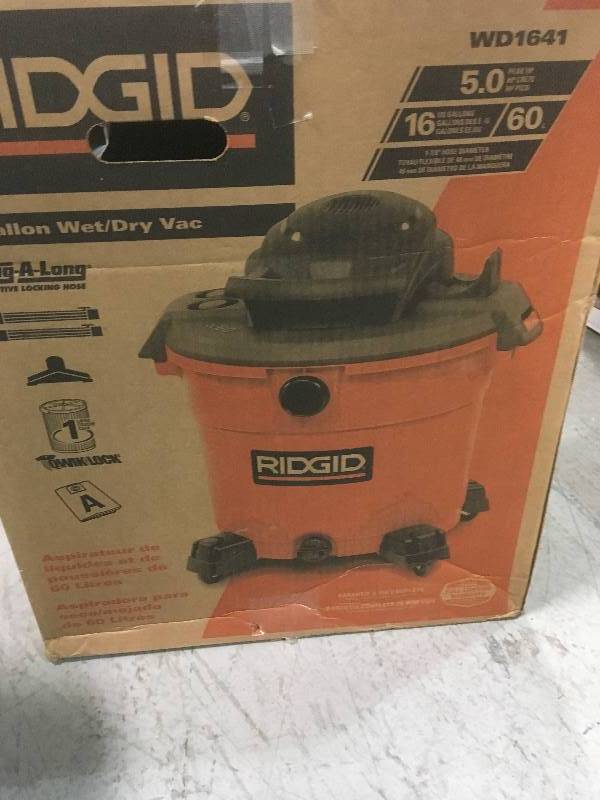 lot 15 image: RIDGID 16 Gal. 5.0-Peak HP WetDry Vac in good working condition