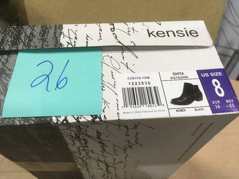 lot 26 image: Kensie Womens Ghita Leather Short Ankle Boots, Black - Size 8 not used