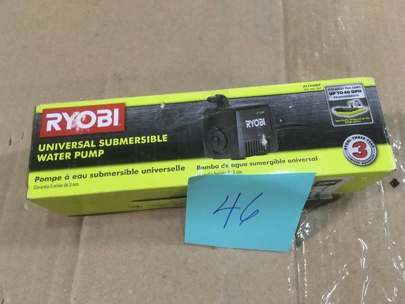 lot 46 image: RYOBI Universal Water Pump in like new condition