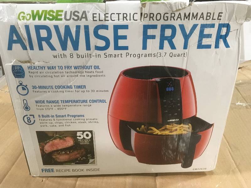 lot 57 image: GoWISE USA 3.7 Qt. Air Fryer with 8-Cook Presets in like new condition