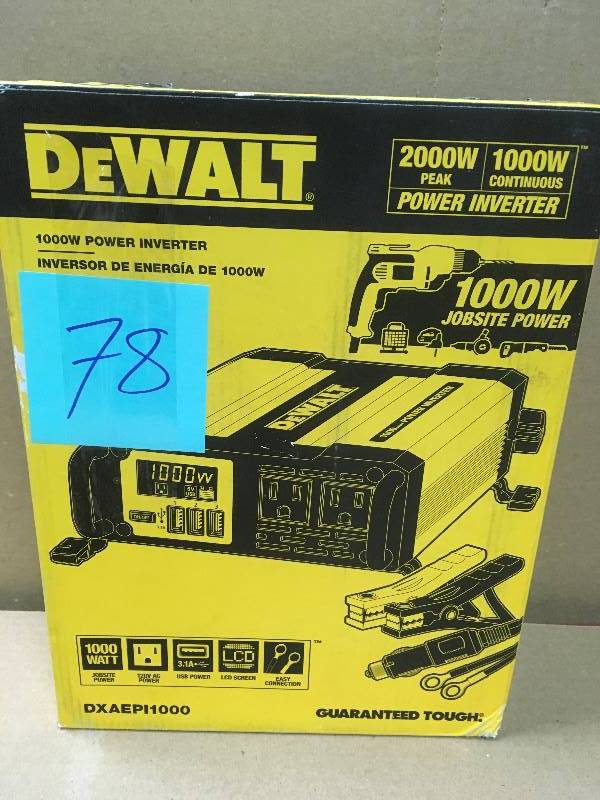 lot 78 image: DEWALT 1000-Watt Power Inverter