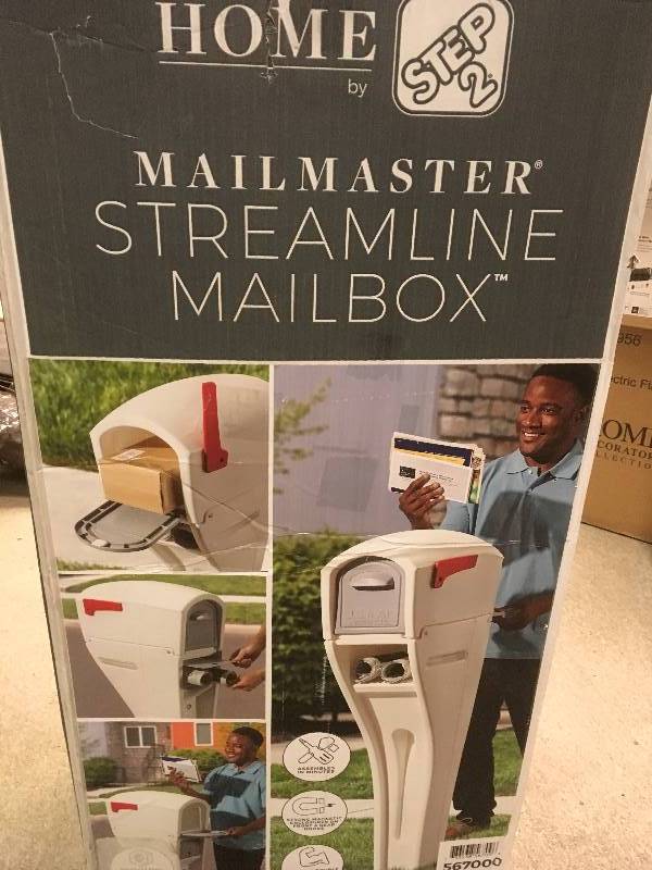 lot 100 image: Step2 Mail Master Streamline White OverPost Mounted Plastic Mailbox not used