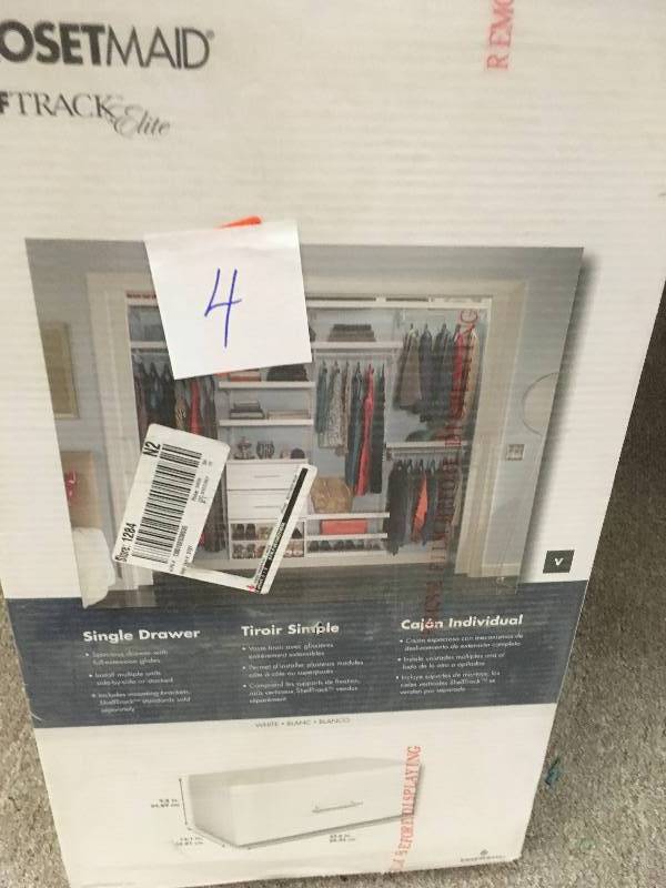 lot 4 image: ClosetMaid Elite 23.60 in. x 9.80 in. Wood Drawer in White not used