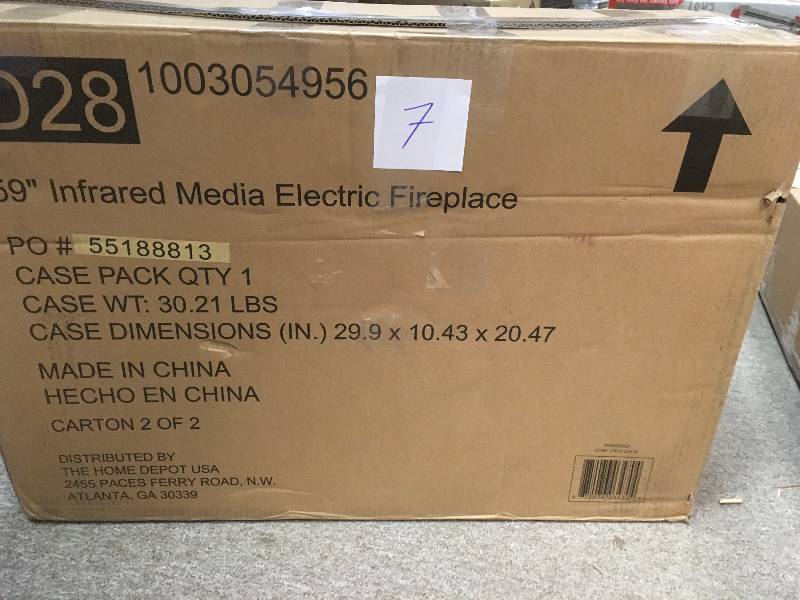 lot 7 image: Home Decorators Collection Avondale Grove (INSERT ONLY) For a 59 in. TV Stand Infrared Electric Fireplace not used